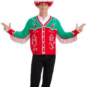 NWT Tipsy Elves Christmas Cowboy Cardigan Sweater L Western Ugly Christmas